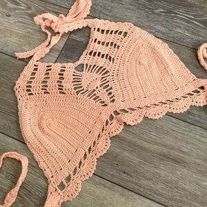 Peach color crochet festival top for small/medium